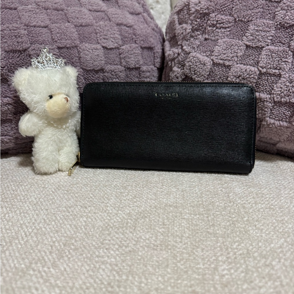 Coach Black Zip-Around Leather Wallet